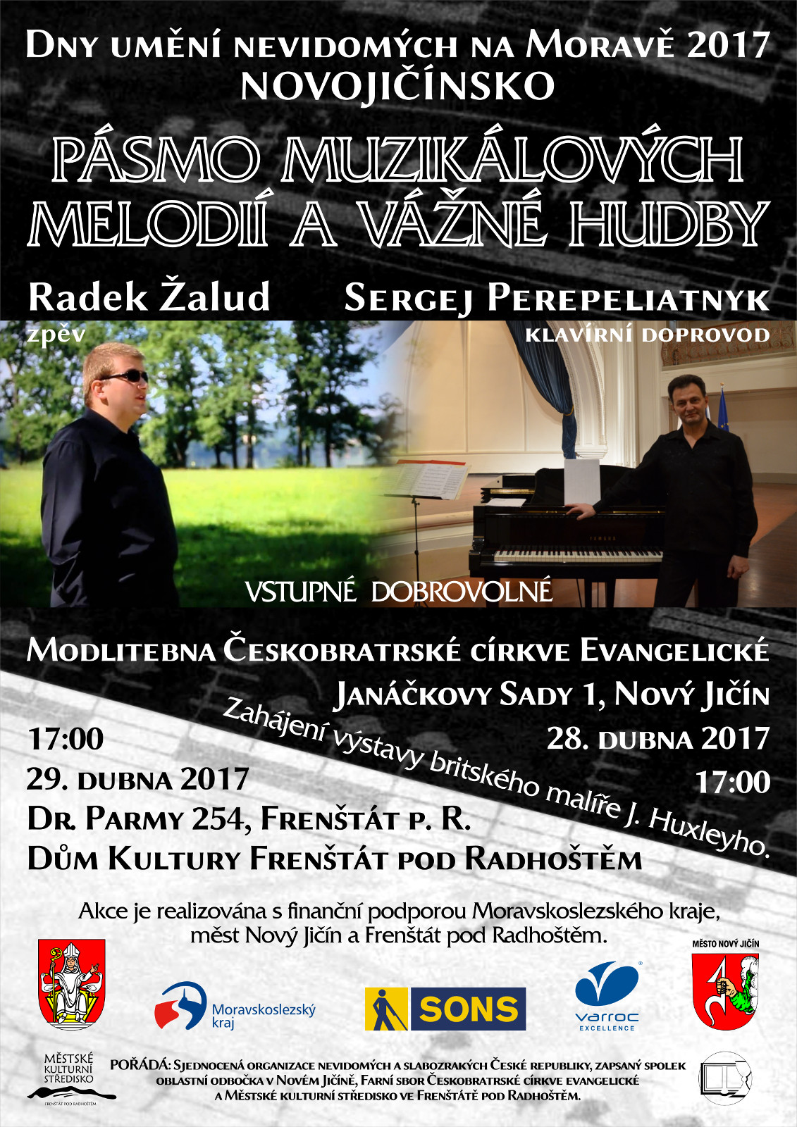 Pozvánka na koncert v Novém Jičíně a ve Frenštátě pod Radhoštěm v rámci DUN 2017.