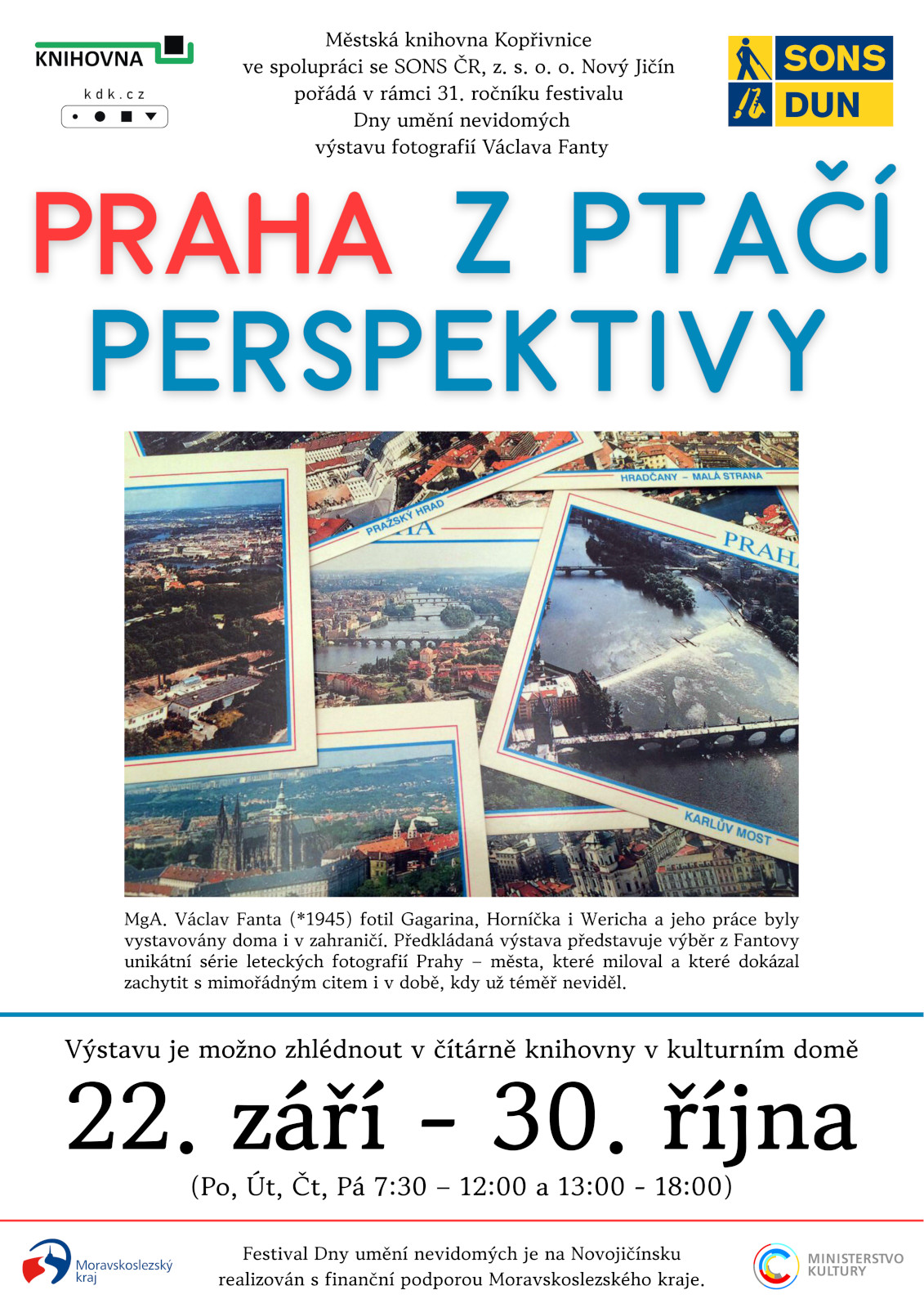 Pozvánka na výstavu MgA. Václava Fanty v Čítárně Knihovny Města Kopřivnice v KD Kopřivnice, p.o.